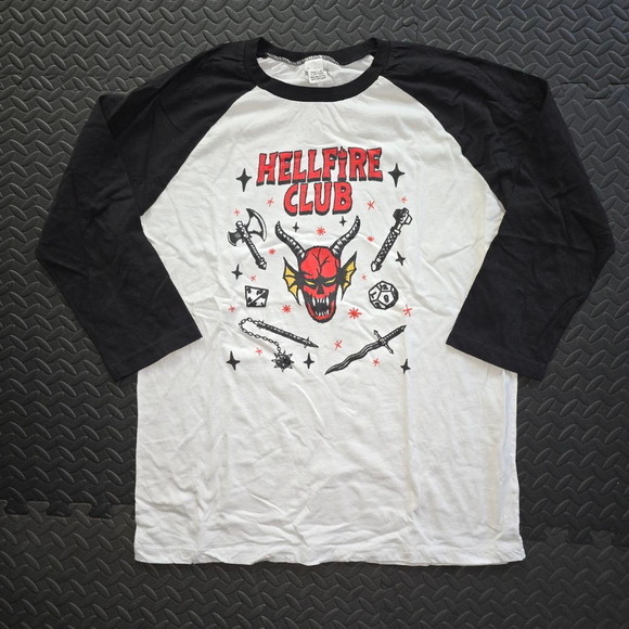 Pacific Other - Men's Pacific Netflix Stranger Things Hellfire Club White Black Long Sleeve Tee
